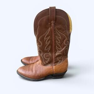 Nocona Cowboy Boots Men’s 9.5D Brown Leather Western Made in USA Classic Vintage